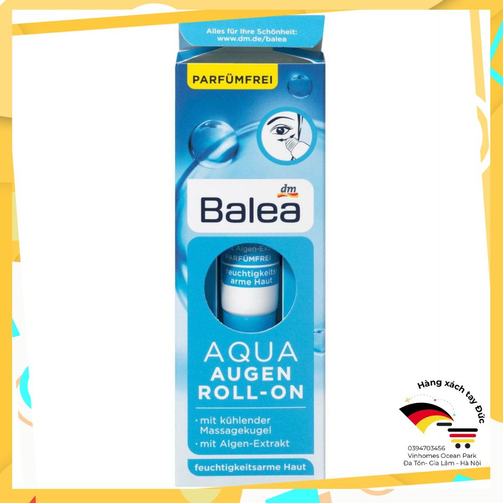 Kem Dưỡng Mắt Balea Aqua Dạng Bút Lăn Mát Xa, 15 ml