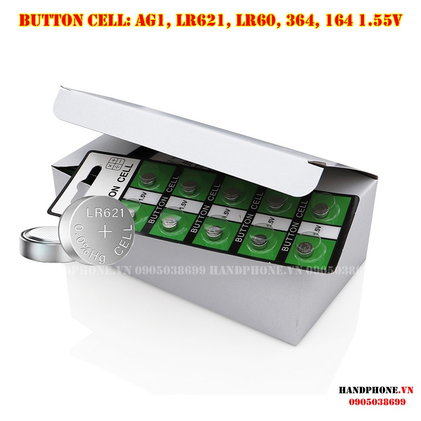 1 vỉ 10 viên pin cúc áo 1.5V AG1, LR621, LR60, 621, 364, 164 Pin Kẽm, Mangan, Alkaline Battery cho Đồng Hồ, Máy Tính