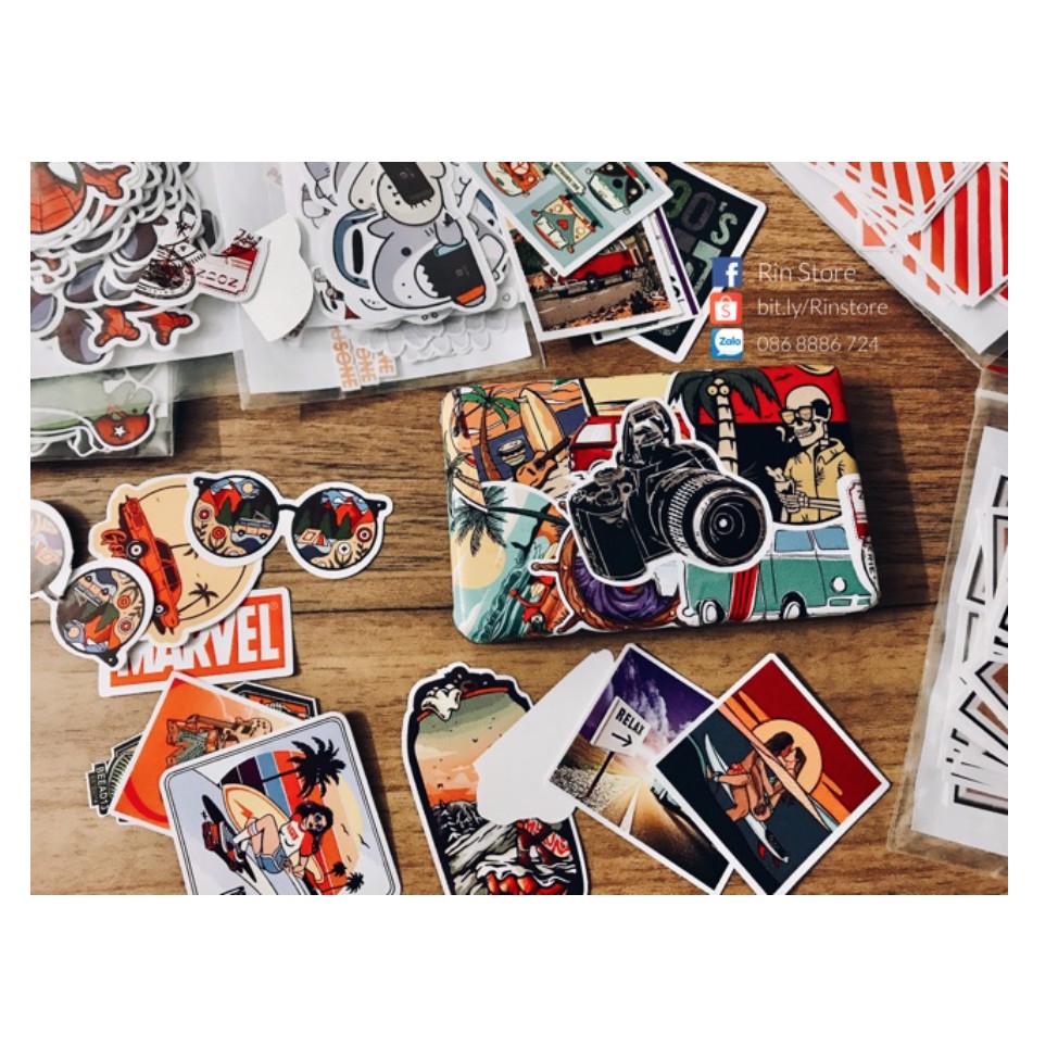 Set 50 sticker tem cờ tròn các nước dán trang trí điện thoại laptop vali mũ bảo hiểm Notebook