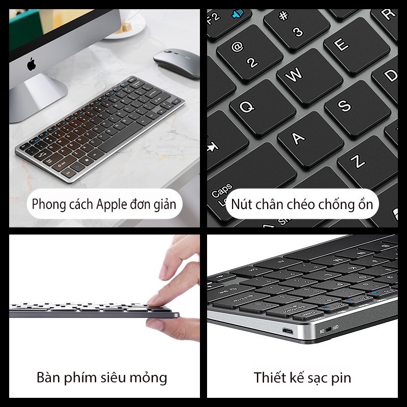 Bàn Phím Chuột Mini Pin Sạc Bluetooth 3.0 5.0 USB 2.4 KB-1 Dùng Cho Máy Tính Laptop SmartTV Bảo Hành Lỗi Đổi Mới