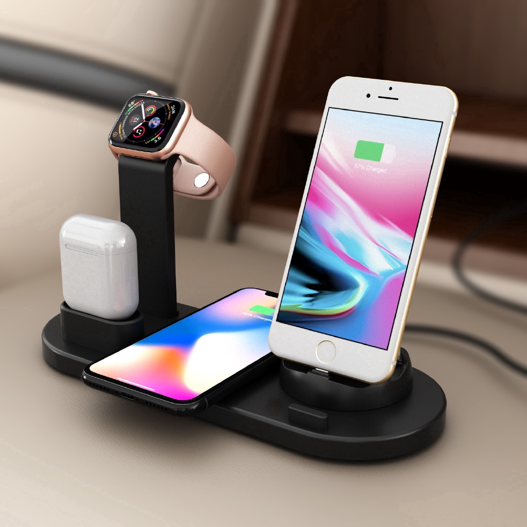 Bộ sạc không dây 3 trong 1 đa năng cho điện thoại iPhone đồng hồ iWatch Airpods tiện dụng