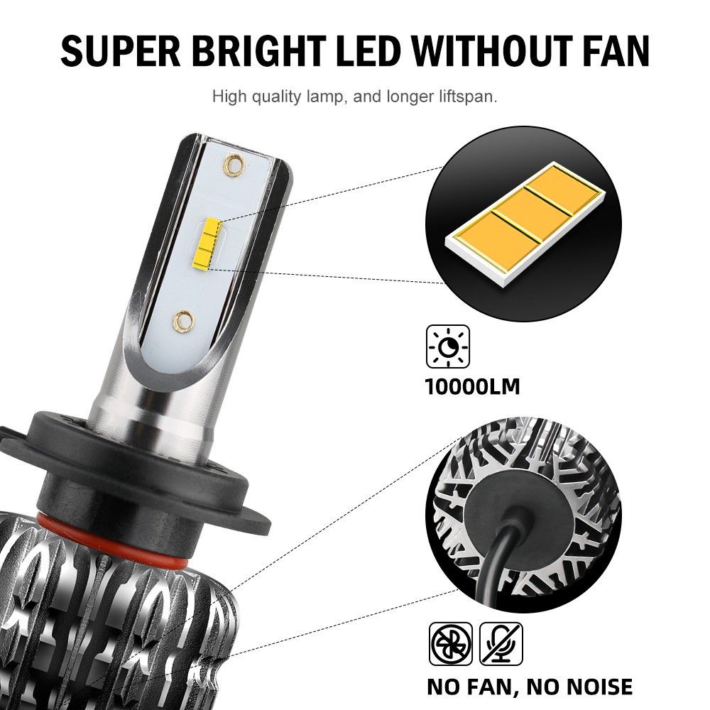 UNI-SHINE Bóng Đèn Pha Xe Hơi 12v H11 H4 H1 H8 H9 Hb3 Hb4 9006 H3 Led 6500k 10000lm 50w