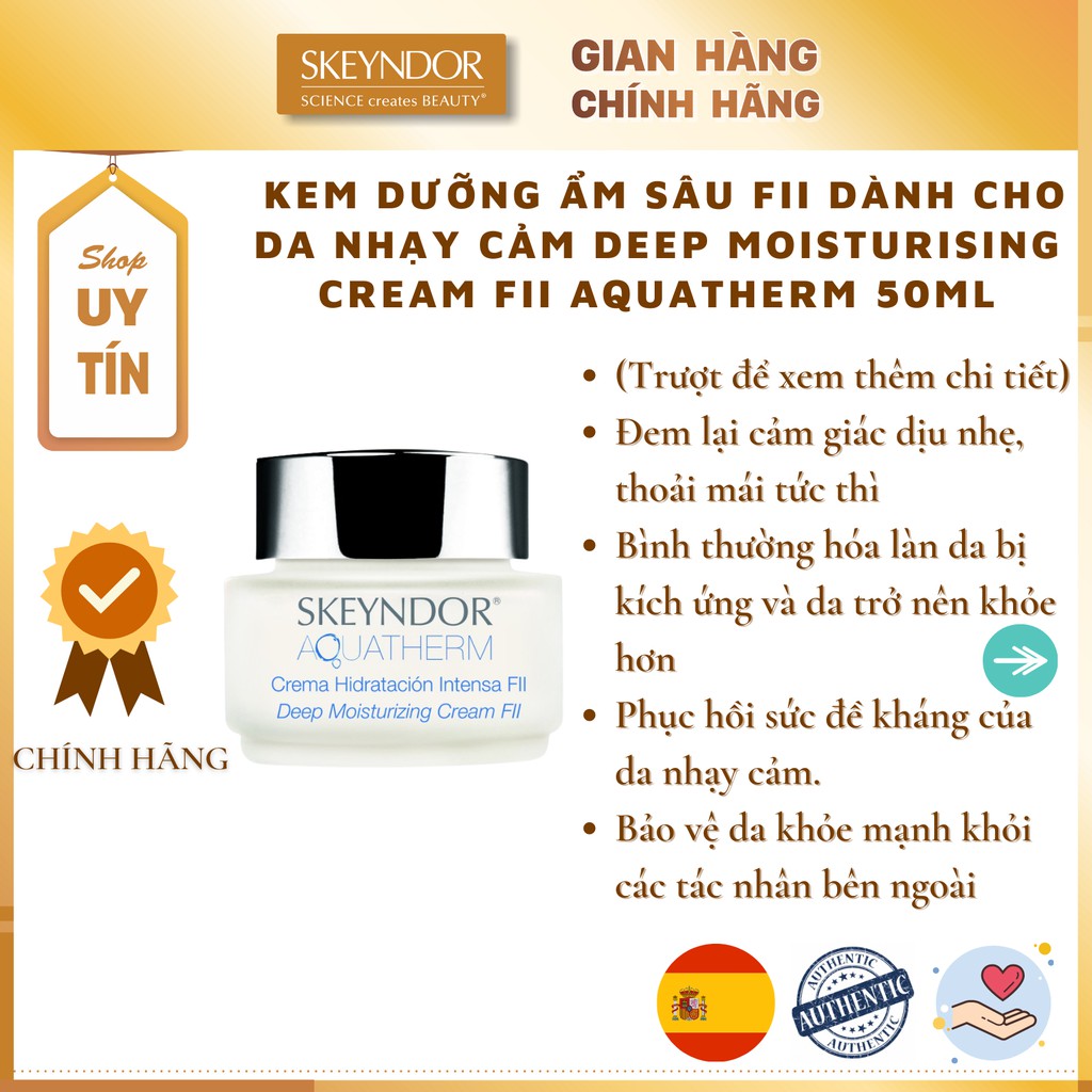 Kem dưỡng ẩm sâu FII dành cho da nhạy cảm SKEYNDOR Deep Moisturising Cream FII Aquatherm 50ml