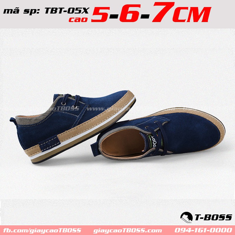 giày Tăng chiều cao nam 5cm - 6cm - 7cm, Da lộn cao cấp TBT-05X - GIÀY CAO T-BOSS