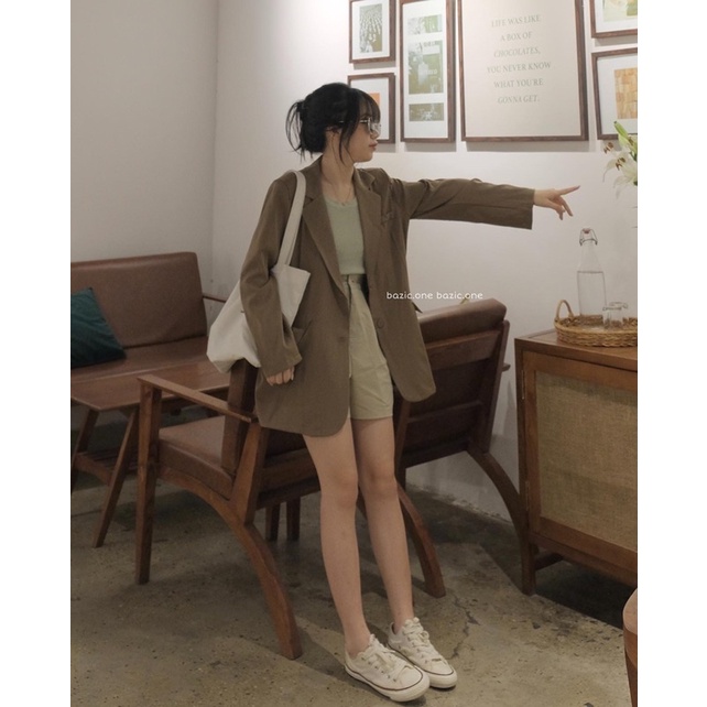 Áo blazer 1 lớp dáng rộng Hàn Quốc, blazer tone pastel form rộng Bazic one | BigBuy360 - bigbuy360.vn