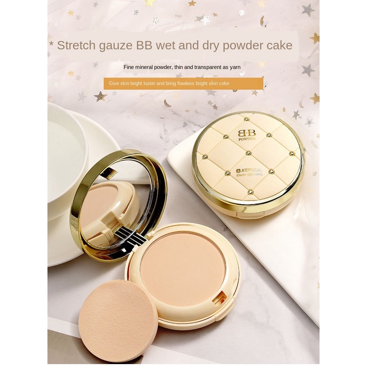 Phấn nền mặt BB trang điểm ướt khô 2 tầng dưỡng ẩm kiểm soát dầu che khuyết điểm