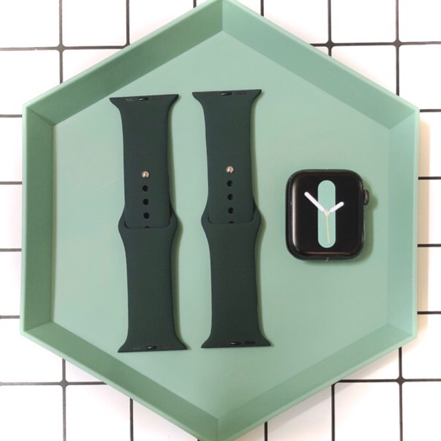 Dây cao su Apple Watch Silicon Midnight Green