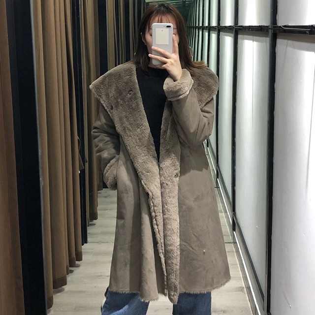 Khoác da lộn lót lông hàng Nhật tuồn
