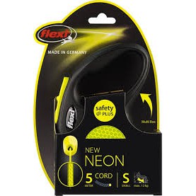 Dây dắt chó đi dạo FLEXI  NEW NEON 5M CORD(BLACK / NEON)