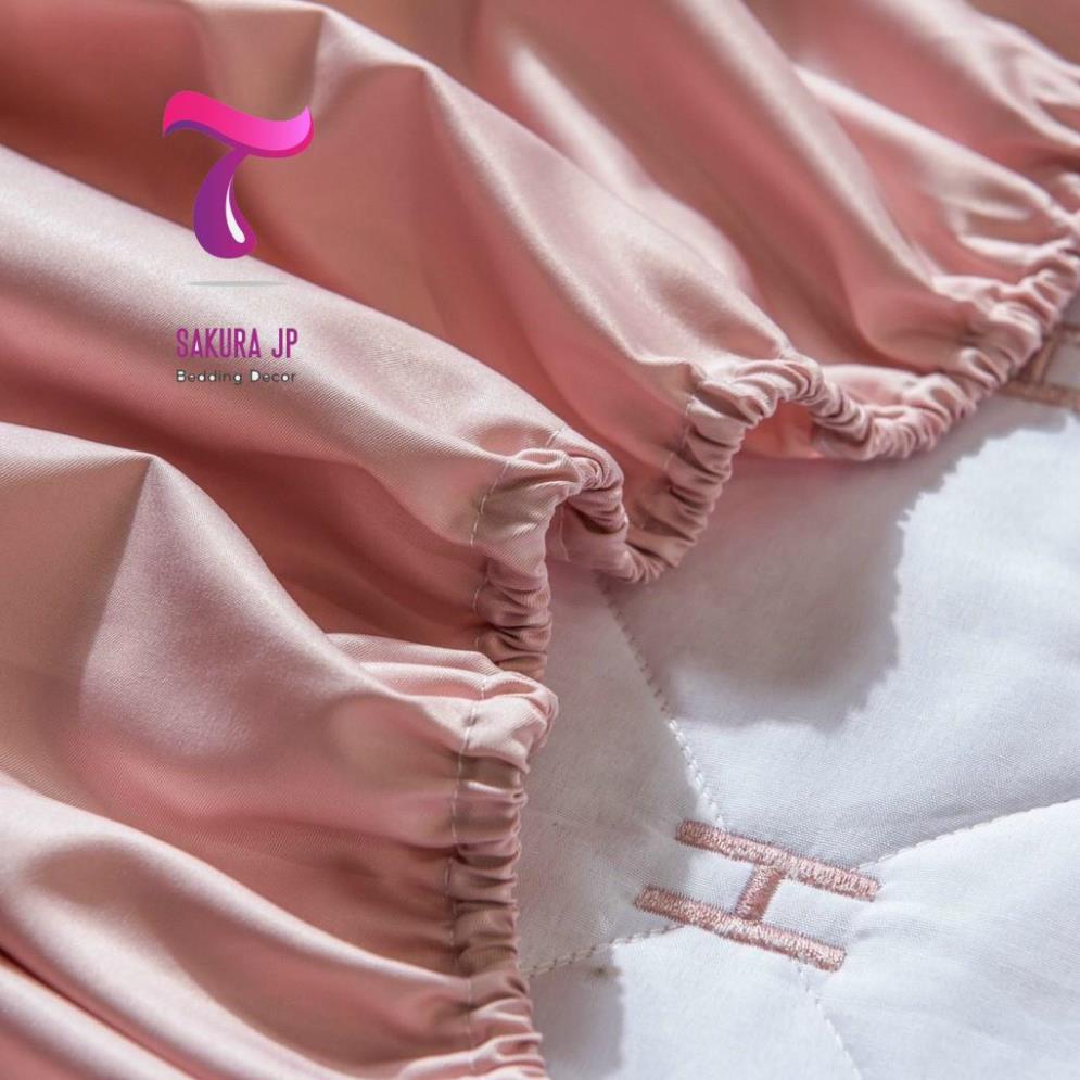 Ga Gối Lụa Sateens Cao Cấp Trần Bông chữ H Đẳng Cấp  Ga Gối Lụa Cotton Chần Bông Sakura JP Bedding Decor