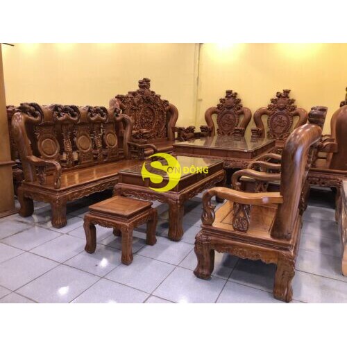 Bộ bàn ghế Minh quốc đào sài gòn gỗ lim tay 12, 6 món BBG520