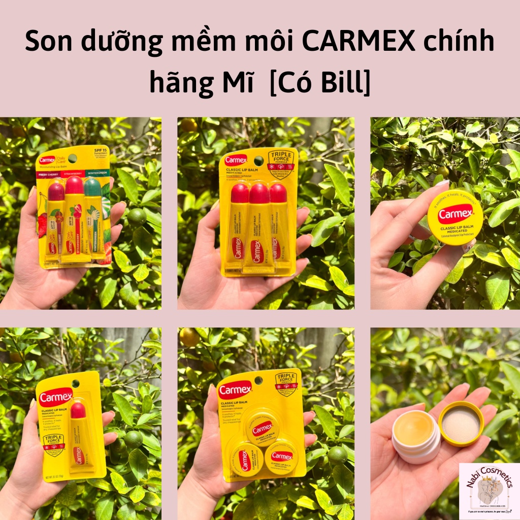 Son Dưỡng Làm Mềm Môi, Giảm Khô Môi, Giảm Thâm CARMEX Chính Hãng Mĩ [ Có Bill đầy đủ]