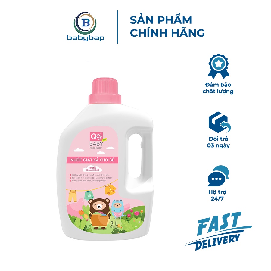 Nước Giặt Xả Cho Bé AGI Lưu Giữ Sự Mềm Mại Và Hương Thơm An Toàn Cho Bé