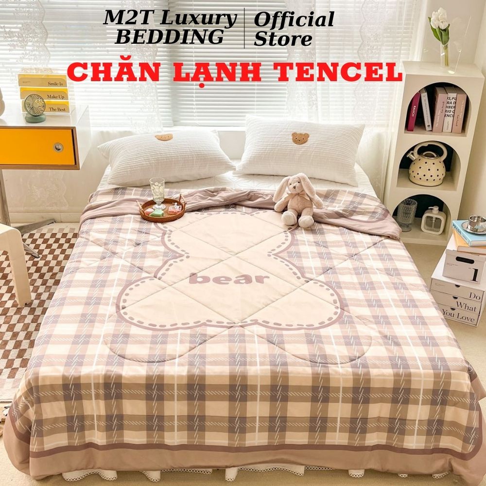 Chăn hè mát lạnh Tencel M2T BEDDING, Mền dùng bốn mùa Hàn Quốc kích thước 2mx2m3 - Chăn lạnh Gấu Bear