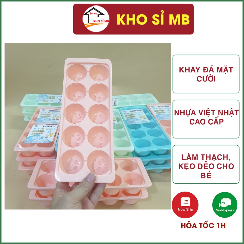 Vỉ làm đá hình mặt cười -khay làm thạch- chất liệu nhựa dẻo không độc hại -nhựa việt nhật