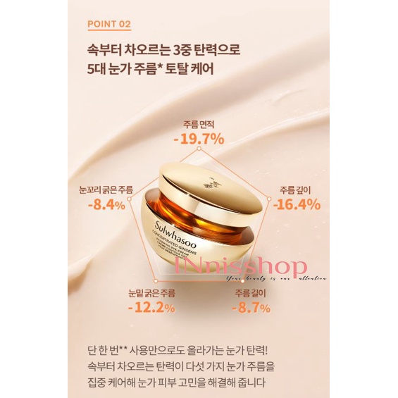 Kem dưỡng mắt tinh chất nhân sâm Sulwhasoo Concentrated Ginseng Renewing Eye Cream 3ml