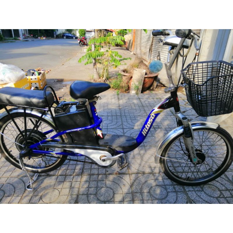 xe đạp điện Hitasa 4 bình màu xanh chính hãng