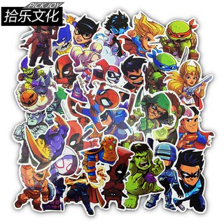 Set 50 nhãn dán Hero DC đáng yêu chống nước trang trí hành lý/laptop/sổ tay/ván trượt