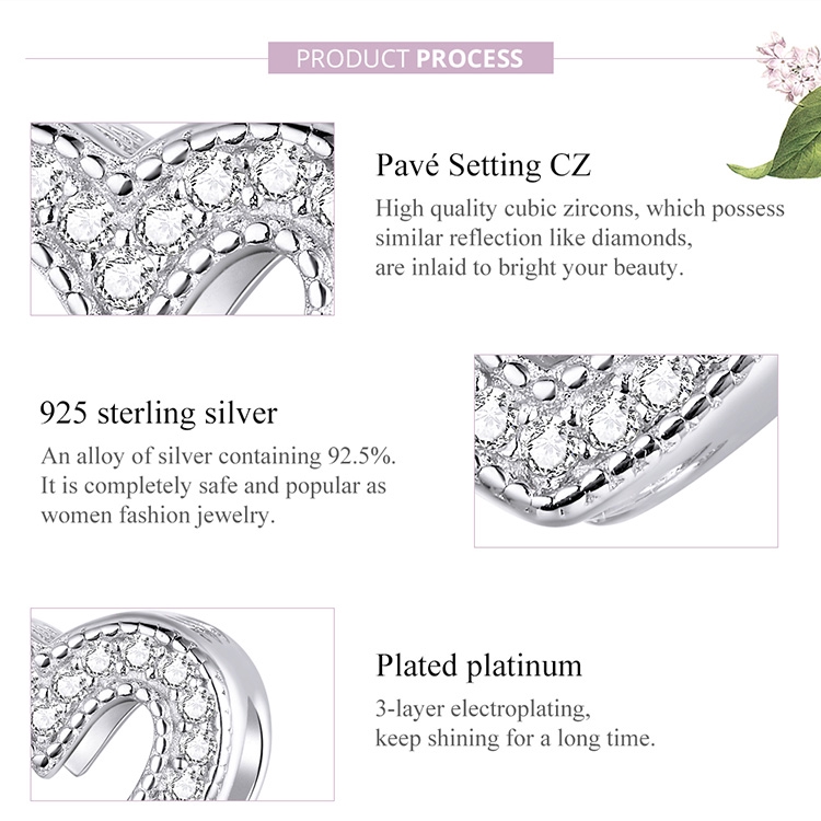 Phụ Kiện Bamoer Hình Trái Tim Bằng Bạc Dùng Làm Trang Sức Xinh Xắn