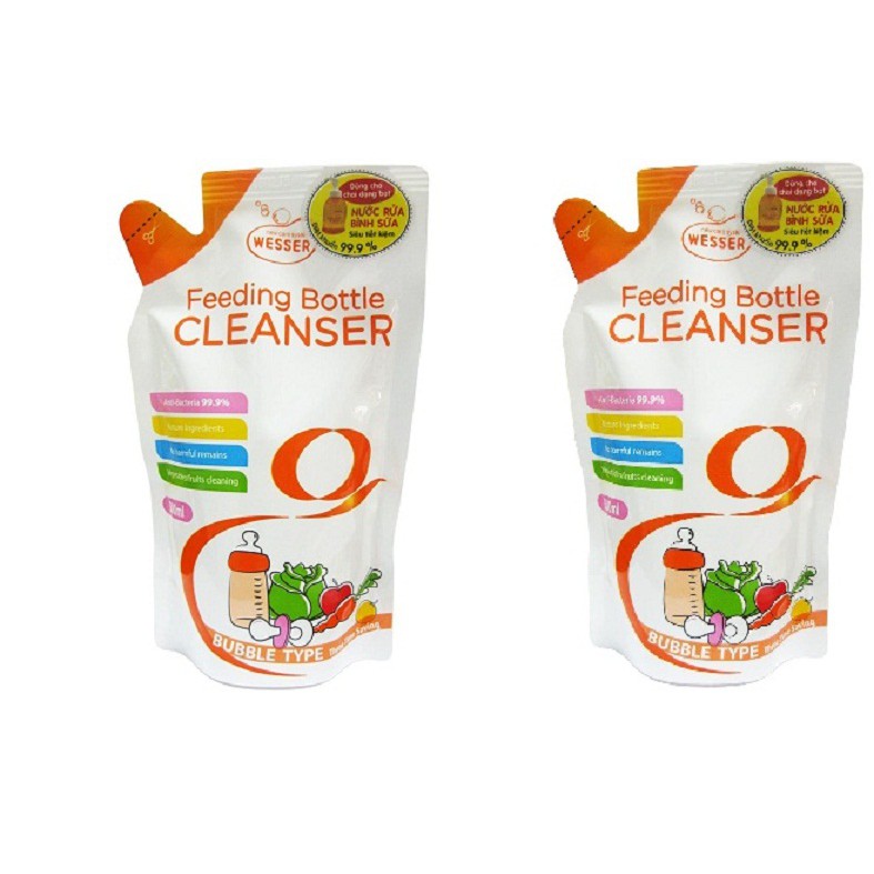 Combo 2 gói Nước rửa bình sữa Wesser 500ml