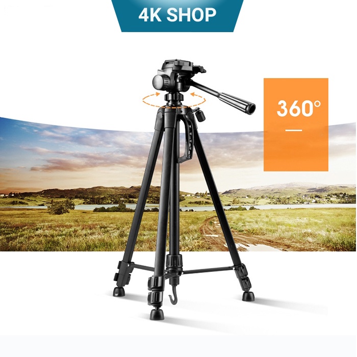 Chân máy ảnh tripod chính hãng Wiefeng hợp kim nhôm tặng kẹp điện thoại