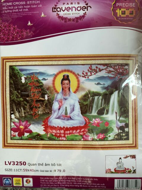 Tranh thêu chữ thập PHẬT QUAN ÂM 5D 88966 lv3250  5093