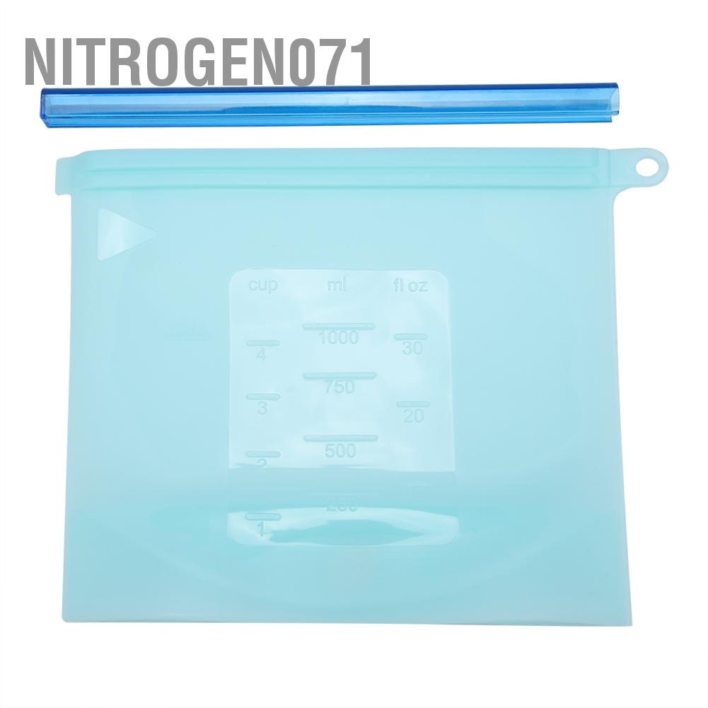 Nitrogen071 Con dấu có thể tái sử dụng 1000ml Hộp đựng thực phẩm bằng silicone Tủ lạnh Trái cây thịt Túi bảo quản sữa