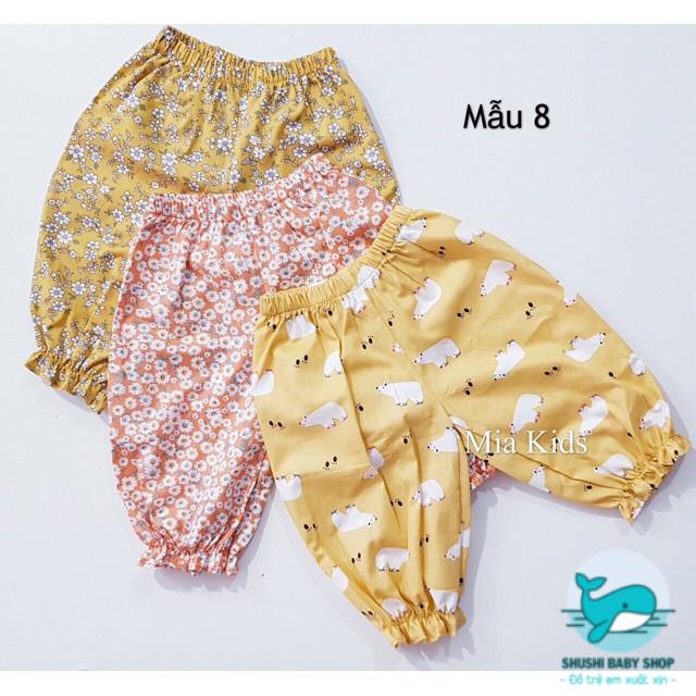 [Có sẵn] [FreeShip] [Ảnh thật] Quần Bí Quần Dài Miakids Hoa Nhí Vải Thô Mát Xinh
