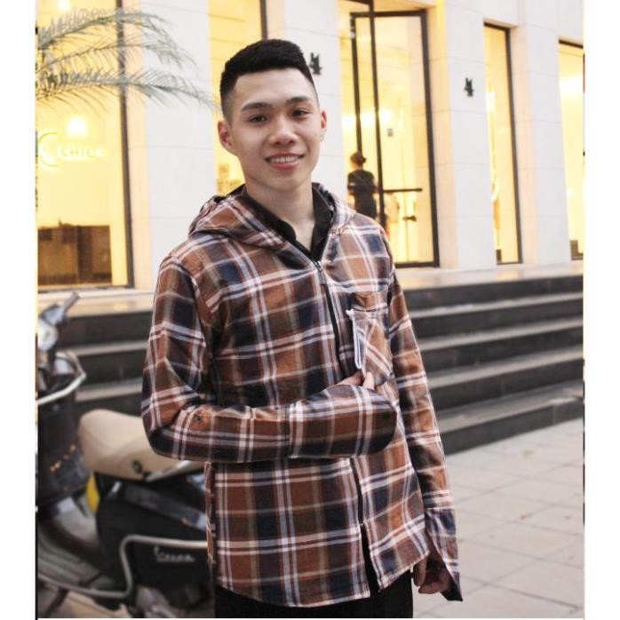 ❤ Áo Chống Nắng Nam ❤ Hàng 2 Lớp Dày Đẹp Kèm Khẩu Trang, Kẻ Caro, Chất Liệu Vải Kaki Siêu Đẹp XEKOTINO