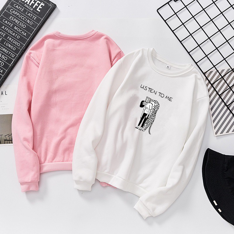 Áo hoodie không nón in hình và chữ ngộ nghĩnh thời trang | BigBuy360 - bigbuy360.vn