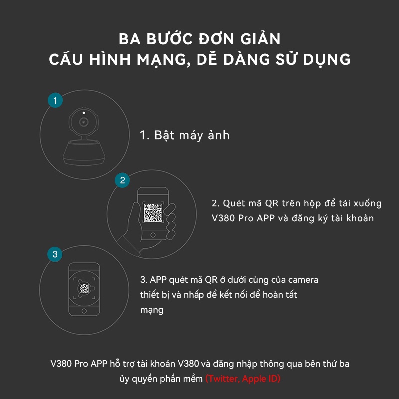 Camera an ninh thông minh V380 Q6 Pro 2MP CCTV nối wifi có tầm nhìn ban đêm chuyên dụng