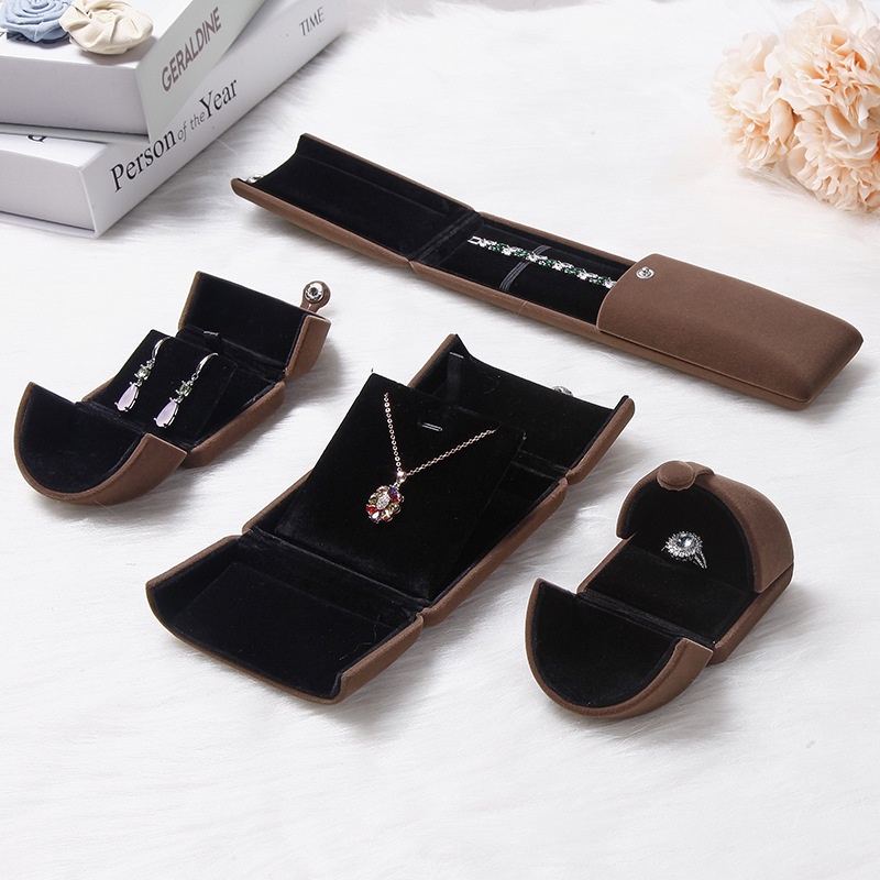 1 Hộp Đựng Nhẫn 2 Ngăn Bằng Vải Nhung Cao Cấp