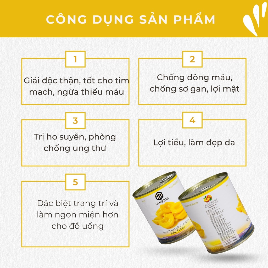 Đào ngâm/ Đào hộp Boddob Lon 820g - Siêu giòn