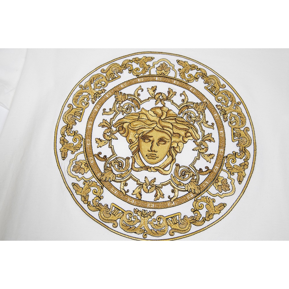 Áo Thun Tay Ngắn Chất Liệu cotton Họa Tiết Thêu Versace Cao Cấp Thời Trang