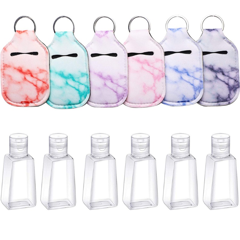 Set 6 Chai Rỗng 30ml Đựng Xà Phòng Rửa Tay / Móc Khóa Có Thể Tái Sử Dụng