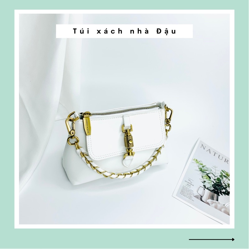 Túi xách nữ đeo chéo quai đan phối xích sang chảnh