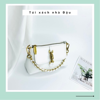 Túi xách nữ đeo chéo quai đan phối xích sang chảnh