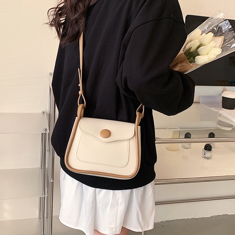 Túi IELGY đeo chéo thời trang hình vuông nhỏ màu sắc tương phản dễ phối đồ cho nữ