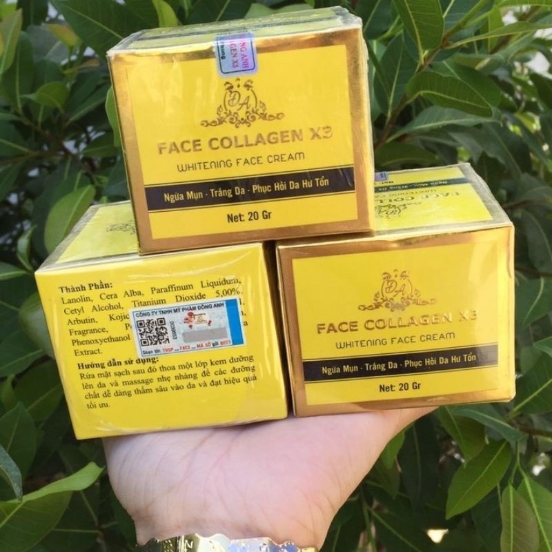 Kem Face Collagen x3, Kem Dưỡng Trắng Da Mặt, Ngừa Mụn Trắng Da 20g