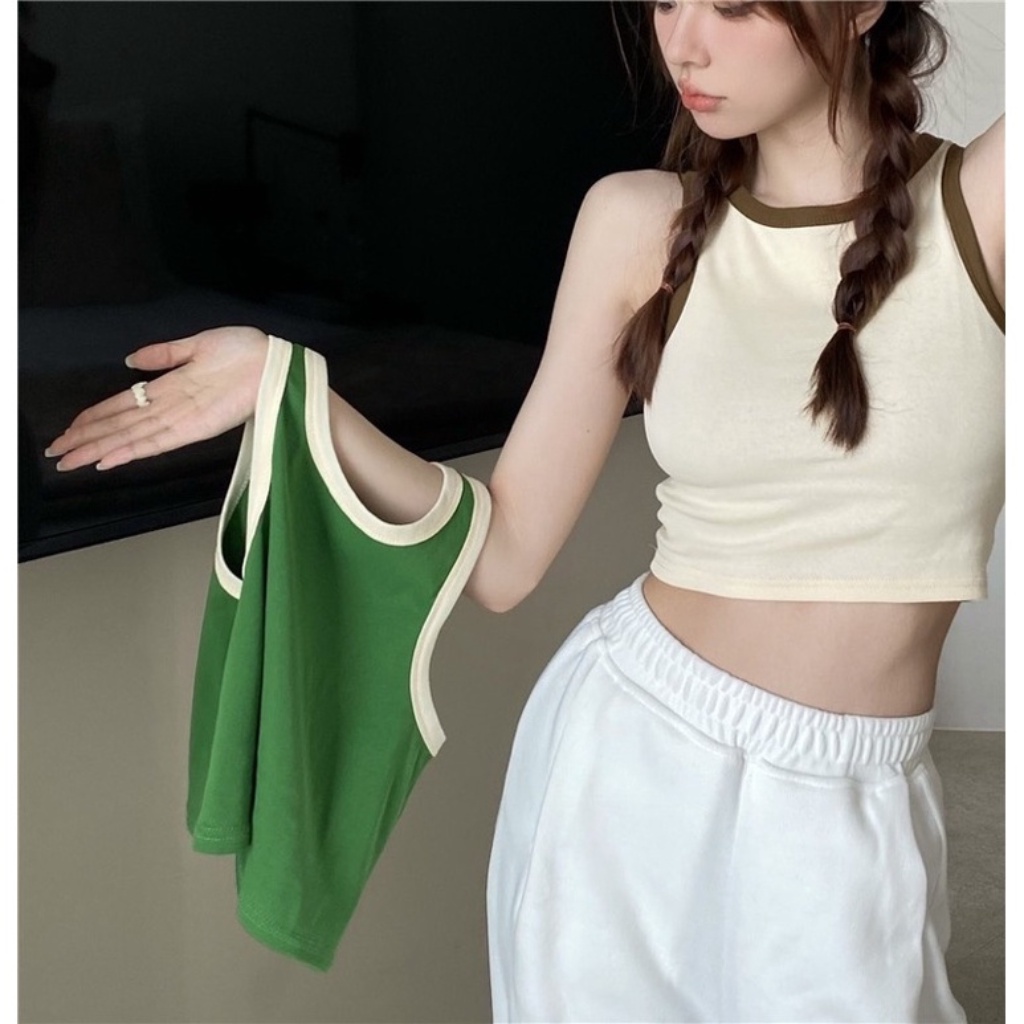 Áo ba lỗ viền nhiều màu , croptop balo nữ trơn basic chất thun gân co giãn tốt