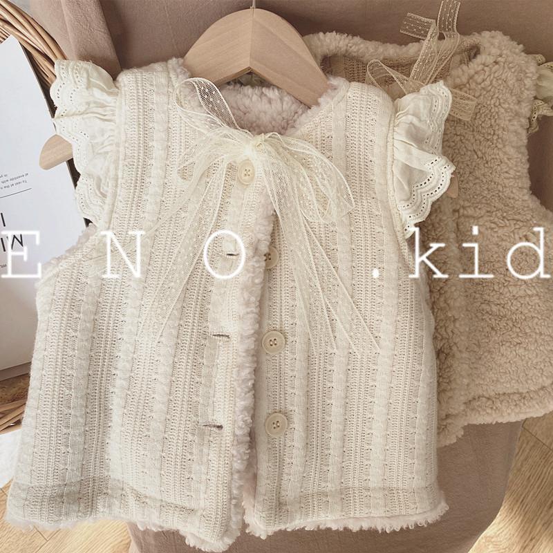 Áo khoác lông cừu hai mặt giữ ấm mùa đông phong cách công chúa ngọt ngào cho bé gái