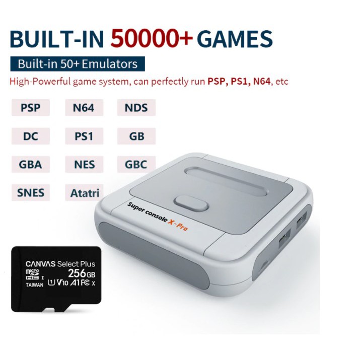 Chơi Game&amp;Xem PhimMáy Chơi Game Super Console X Pro 4K HD Retro dành cho PSP / PS1 / DC / N64-Kèm 2 Tay Game Không Dây