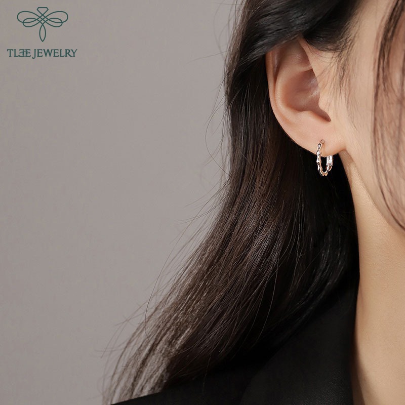Khuyên tai bạc nữ TLEE dáng đốt trúc cá tính TleeJewelry B0236
