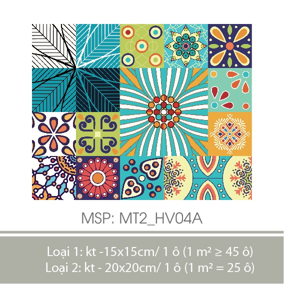1 met vuông Decal Gạch bông_Xanh da trời_HV04