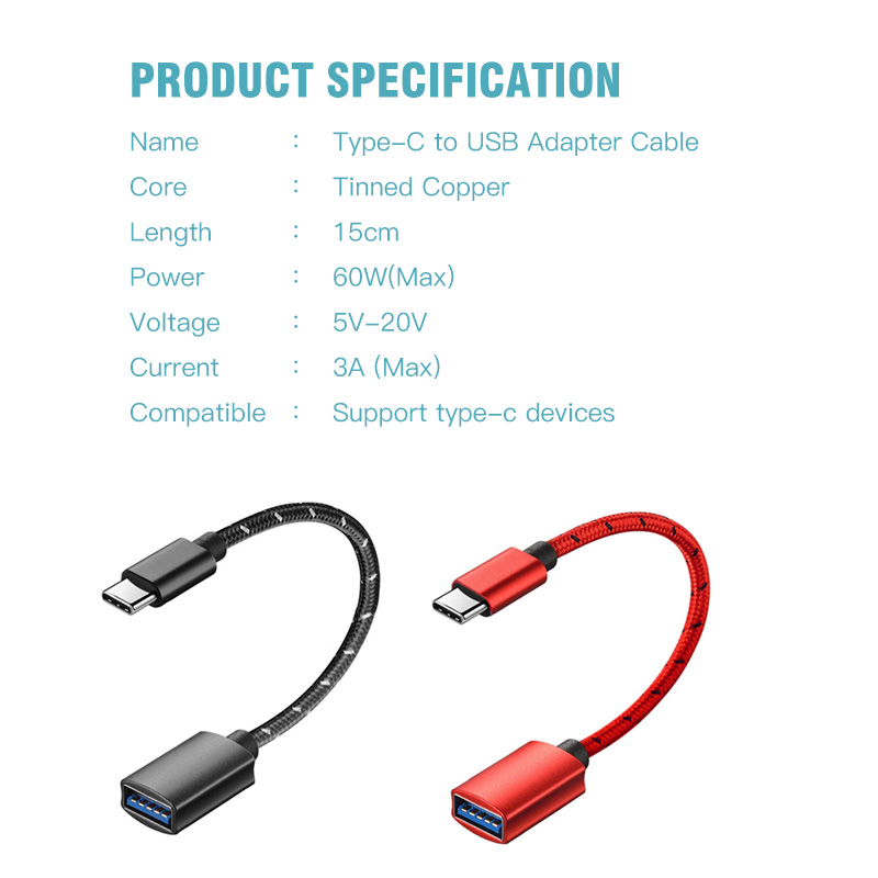Dây Cáp FONKEN 3.0 OTG Chuyển Đổi Chui Cắm USB C Sang Cổng Cắm USB Kết Nối Máy In/Đầu Đọc Thẻ Nhớ Với MacBook Pro