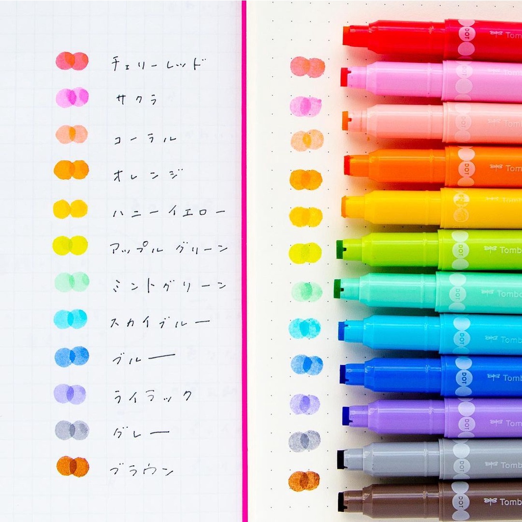 Bút Highlight Hai Đầu Play Color DOT Tombow Nhật Bản Cây Đầu To