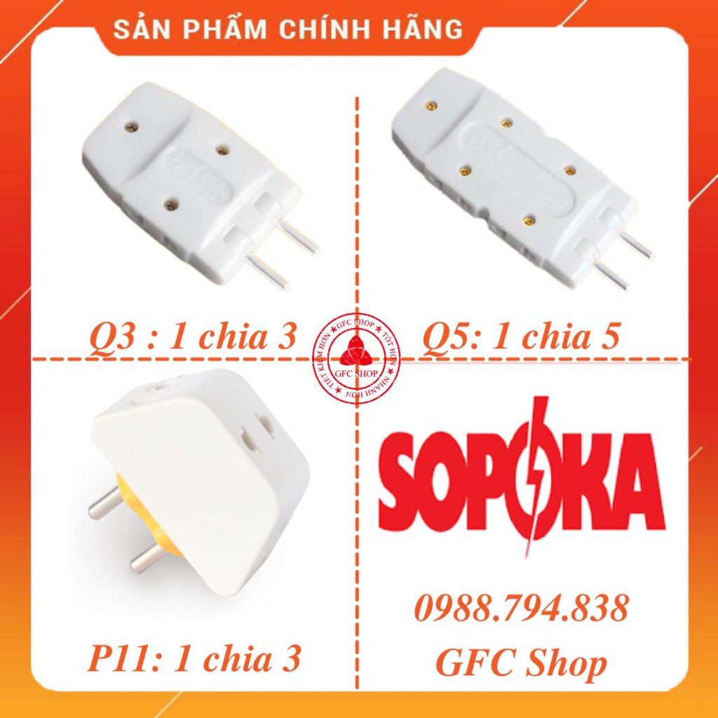 Phích cắm điện thông minh 1 chia 3 và 1 chia 5 SOPOKA Q3 Q5