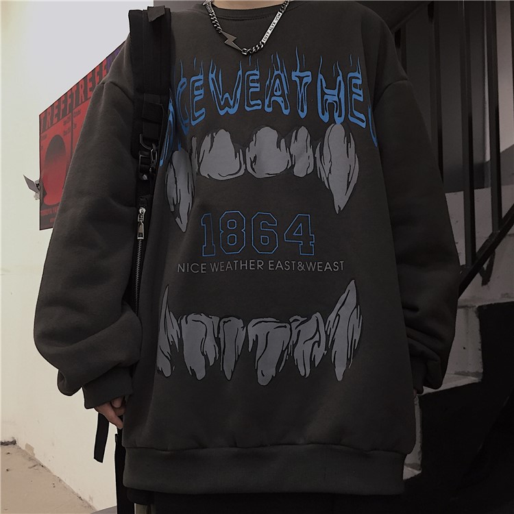 Áo Sweater Tay Dài In Hình Hàm Răng Phong Cách Hàn Quốc Năng Động | BigBuy360 - bigbuy360.vn