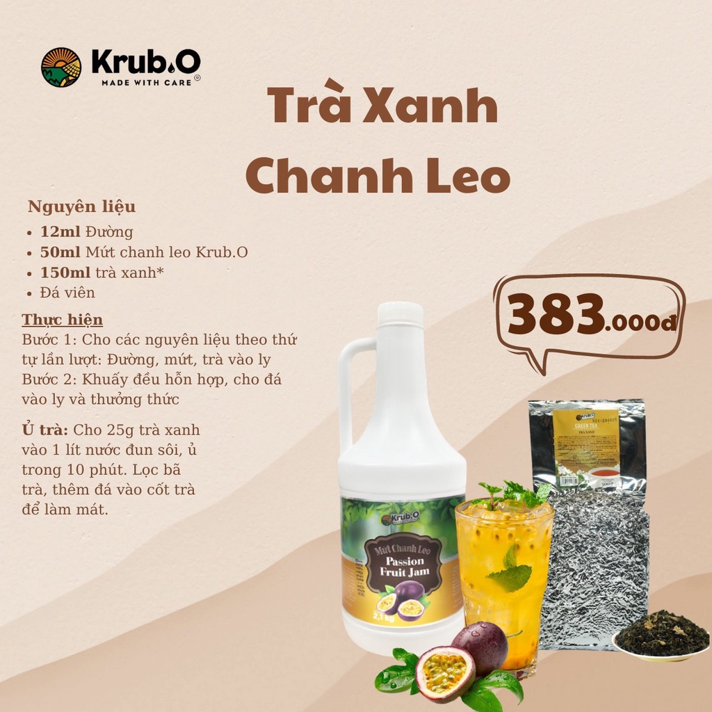 Trà xanh hoa nhài  Krub.O chuyên dùng pha trà hoa quả - trà chanh trà quất nguồn nông sản Việt túi 0.5kg