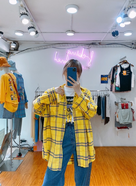 Áo sơ mi kẻ caro Minion Clothing form rộng, dáng Unisex, phong cách Ulzzang Streetwear A2628